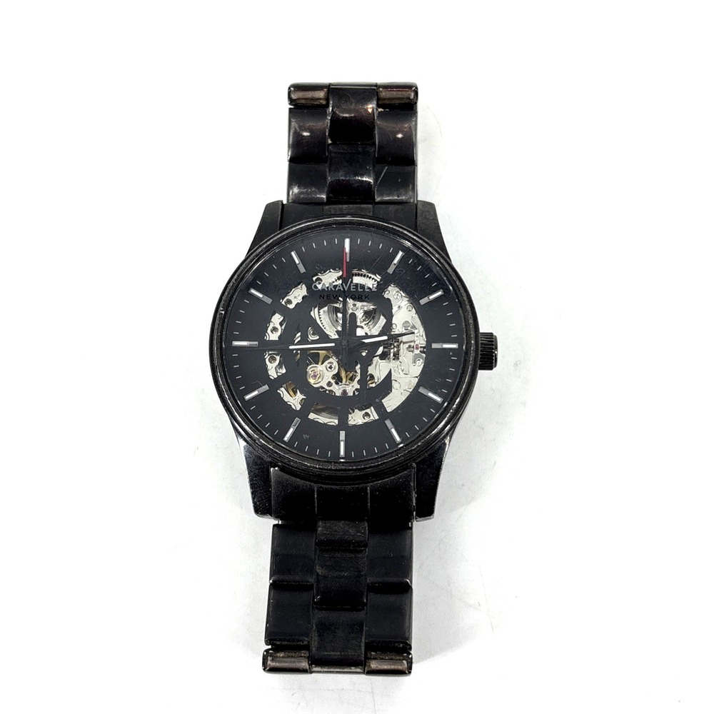 Caravelle New York By Bulova Men's Automatic Gun Metal‎ Watch 45A121 AS-IS